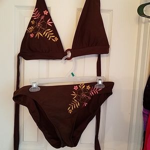 Brown Bikini Swimsuit Size L 12/14